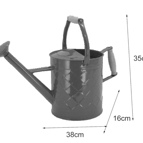 PJYXB watering can red metal wooden handles 35cm tall X 38 cm can - Picture 2 of 5